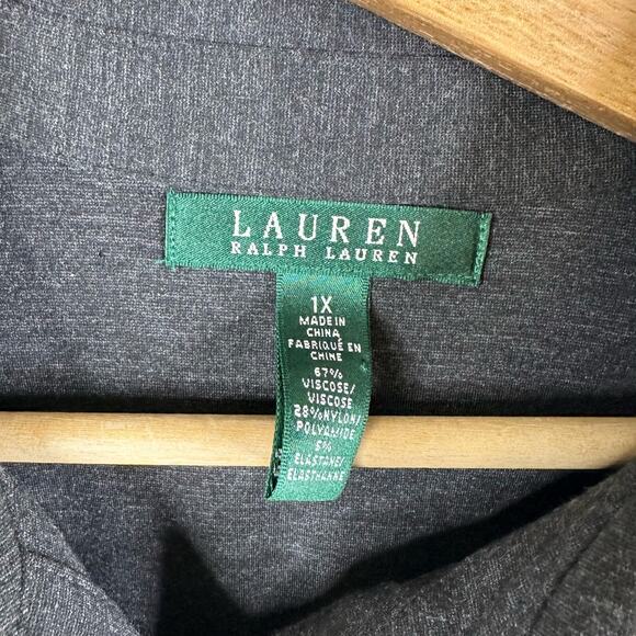 Ralph Lauren LRL sz 1X Ponte Knit Long Sleeve Button Shirt Tunic Dress Stretch - Picture 8 of 9